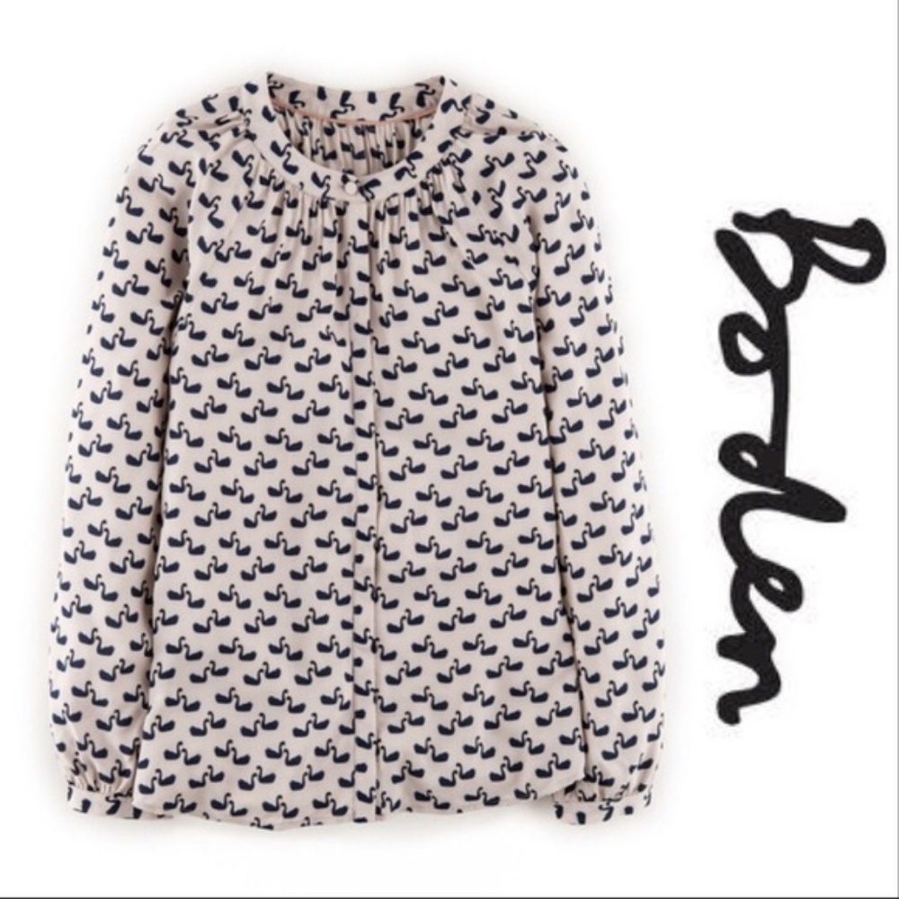 Boden "Paris Blouse" in Swan Print